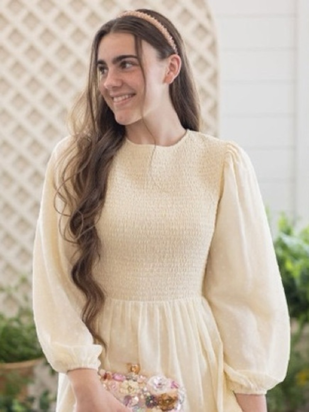 Böhme Smocked Tiered Midi Dress in ivory Sz XS